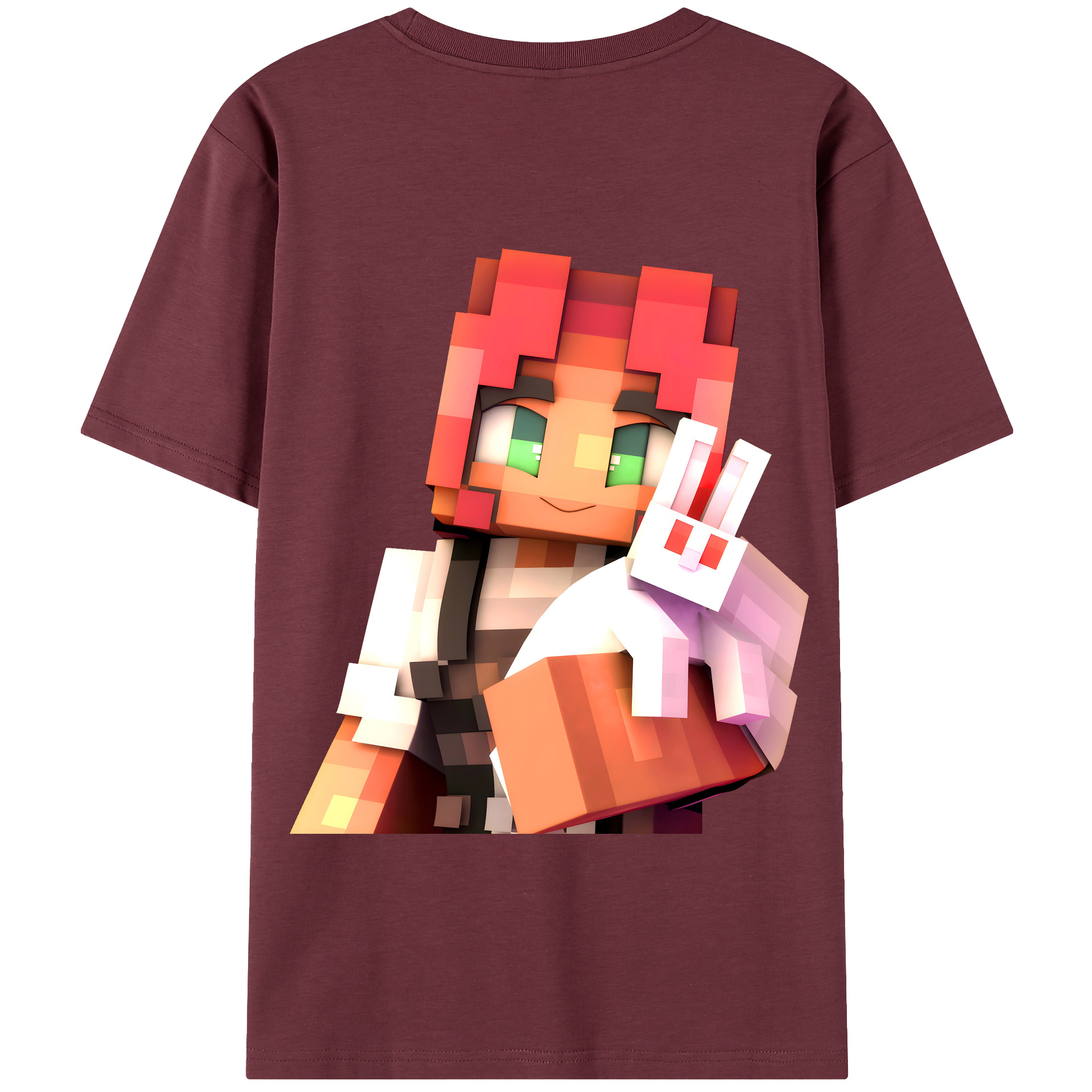（画像用） マインクラフト ブロックの世界 Minecraft MC Block world 綿100％半袖Tシャツ（背面プリント）